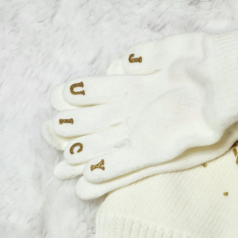 Juicy Couture Kids Cream Hat and Gloves Set